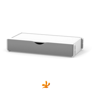 Houpací mechanismus Gekko pro uklidňování dítěte. Vhodný pro postýlky Sleeppo, Rinbo, Lappi, Robbi, Flatti. S úložným šuplíkem na věci. Grafitová/bílá.